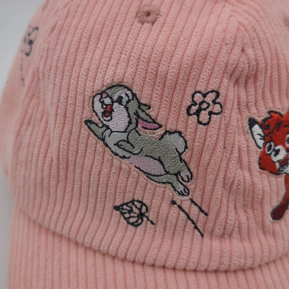 Disney Critters Corduroy Hat Cap Strapback Pink Peach Adjustable Tod Thumper